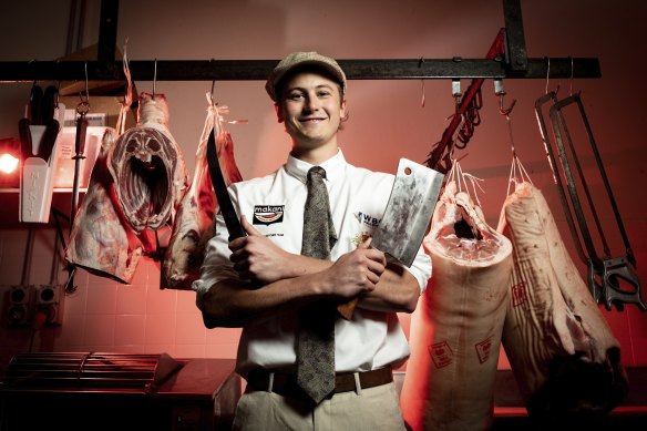 Matt Tyquin, world champion apprentice butcher of the year, after returning to Australia at Ashburton Meats.