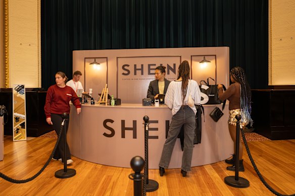 A pop-up space, Cafe Shein, at an event in Parramatta Town Hall, Sydney, in May 2025.