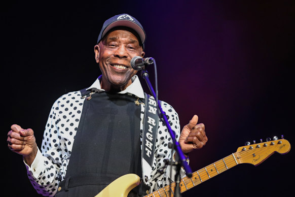 Blues legend Buddy Guy on stage at Bluesfest Melbourne at the Melbourne Convention and Exhibition Centre.