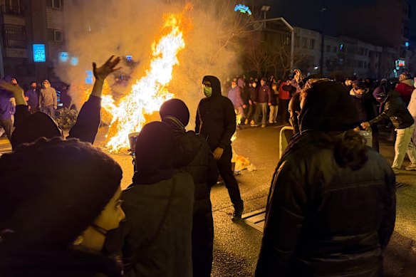 Iranians attend an anti-government protest in Tehran in January, just before the crackdown started.