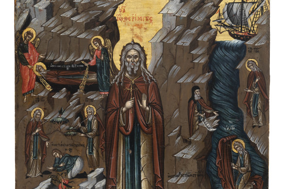 Saint John the Hermit, Crete, post 17th century (detail).