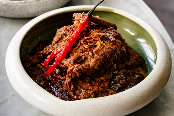 Slow-cooked beef rendang at Hujan Locale.