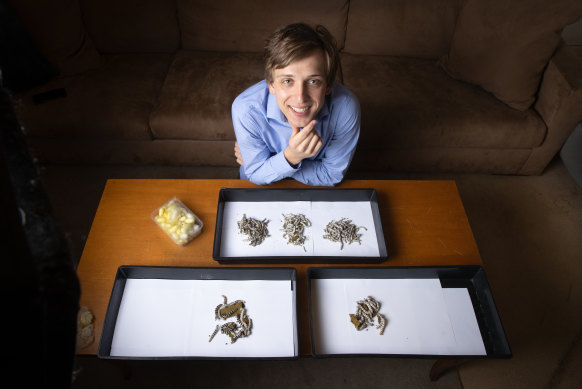 Taylor Battistella started his silkworm side hustle when he was just 12 years old. 