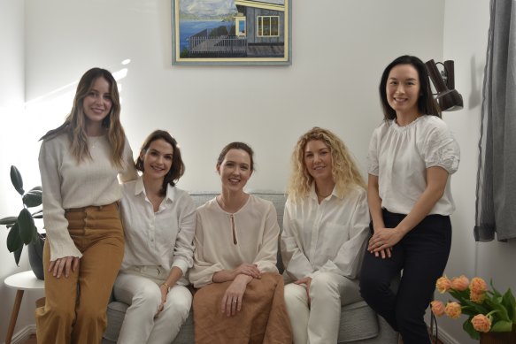 Founder of Nurtured, Dr Eliza Hannam (centre) with practitioners Holly Swinnerton, Dr Ali Hodgkinson, Lauren Downes and Dr Melissa Tang.