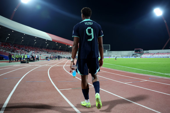 Kusini Yengi walks off at full-time.