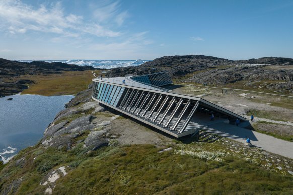 The Ilulissat Isfjordscenter museum is modern and stylish in a wild and raw landscape.