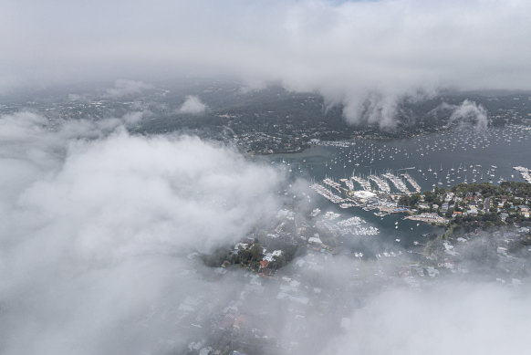 Fog on Friday over the Northern Beaches.