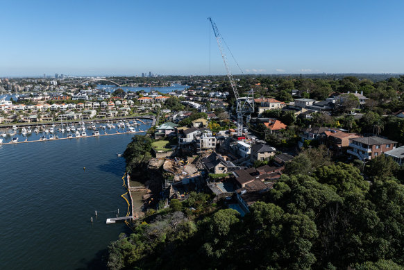 View over the site and up Parramatta River.