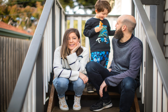 Kayla Mossuto, with son Ned and husband Piers, says she enjoys plant-based foods but says she is wary of unfamiliar ingredients.