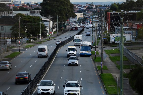 Traffic on Parramatta Road in Ashfield.