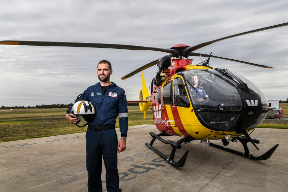 Kane Treloar is director of lifesaving services as well as a winch operator for the helicopters. 
