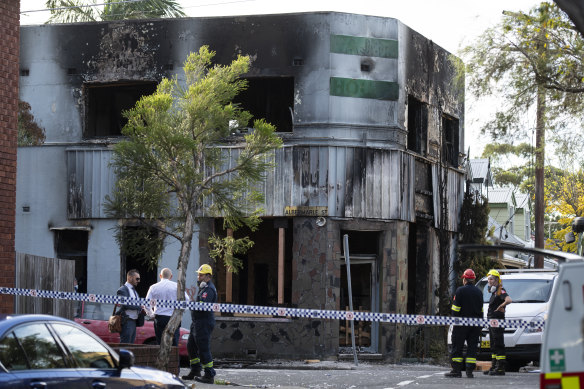 Fire crews were working to stabilise the building on Tuesday afternoon. 