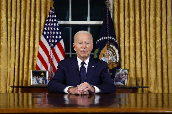 President Joe Biden speaks from the Oval Office of the White House about the wars in Israel and Ukraine.
