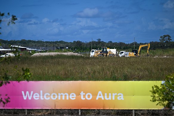 Aura, the so-called City of Colour, will see a community the size of Port Macquarie or Shepparton settle in between the beach and the Bruce Highway.