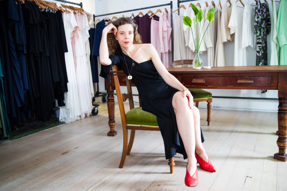 Fashion designer Bianca Spender makes smaller runs to reduce the need for clearances.