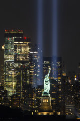 Twin towers of light rise above lower Manhattan on Wednesday to commemorate the victims of 9/11.