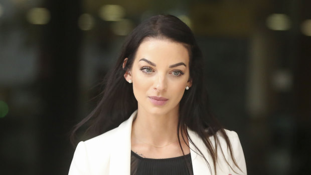 'Witness of little credit': Channel Seven reporter Laura Banks outside court.