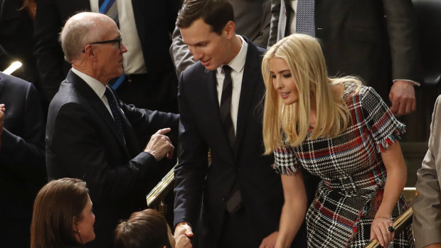 President Donald Trump's son-in-law and daughter Jared Kushner and Ivanka Trump arrive before the State of the Union address.