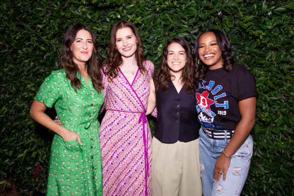 A League of Their Own’s D’Arcy Carden (left), Geena Davis (who starred in the 1992 film), Abbi Jacobson and Chante Adams at a screening of the TV series.