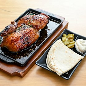 Galbi wood-fired chicken.