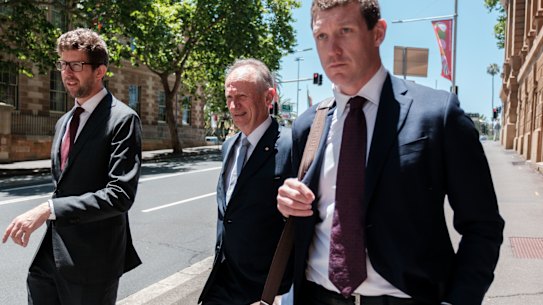 Mark Tedeschi, Senior Council for Commissioner of Police, leaves court.