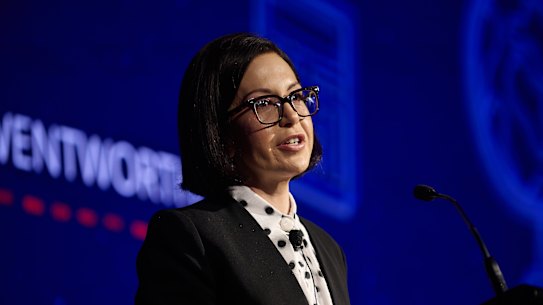 NSW Education Minister Prue Car addresses the Schools Summit.