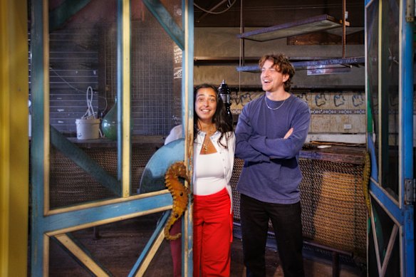 Ellie Bouhadana and Rapha Tamir with the quirky Claypots doors.