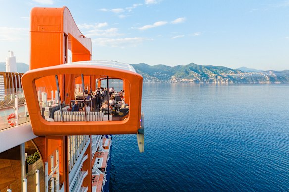 One of the dining and bar spots on Celebrity Edge, The Magic Carpet.