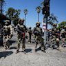 Federal agents marched through MacArthur Park in Los Angeles last week.