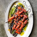 Spiced honey and parmesan skewers, meet your new best friend, salsa verde.