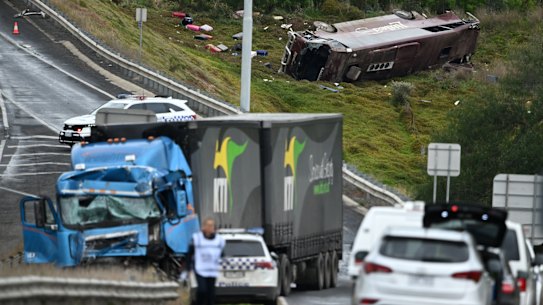 A crash scene in Bacchus Marsh on September 21, 2022. 