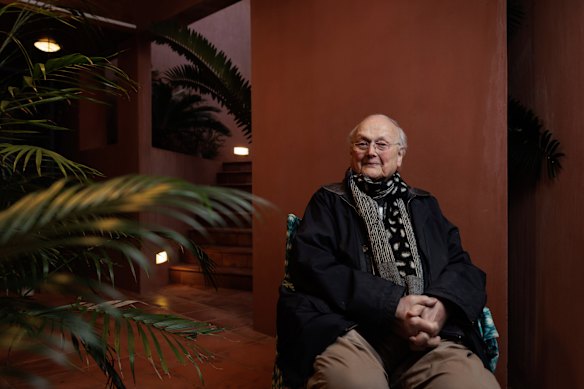 Australian architect Glenn Murcutt, 89 on Friday, in the St Ives home he designed for Judith and Brian Preston that was completed in 1992. 