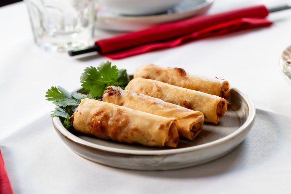 Prawn spring rolls.