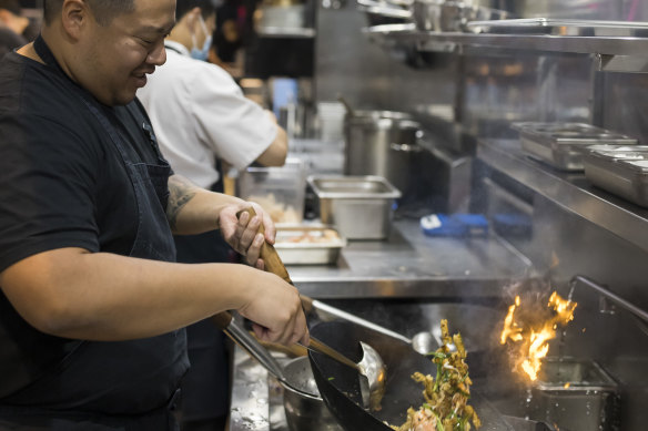 Keeping your wok very, very hot is crucial to a good stir-fry.