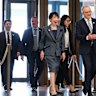 Japanese Prime Minister Sanae Takaichi with Anthony Albanese at Parliament House on Monday.