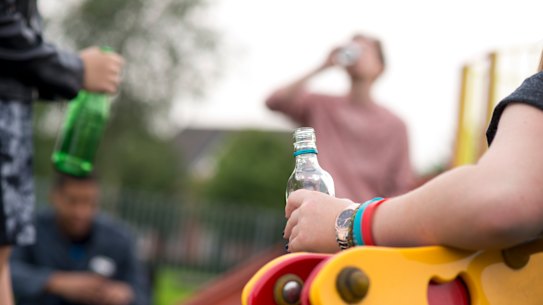 Teenagers drinking in the park
