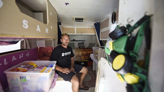 Jim Greer has a truck stocked up and ready to go in his backyard in the event of an emergency. Photo: Marta Pascual Juanola
