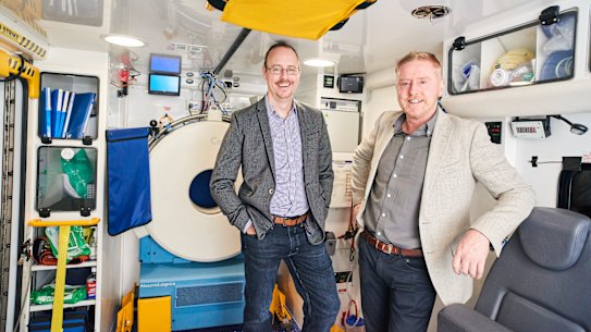 Mark Parsons (right) and Andrew Bivard: “One day Mark didn’t make an early meeting: he’d had a huge heart attack.”