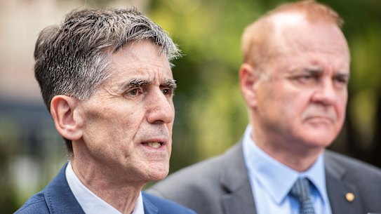 Federal AMA President Dr Tony Bartone (left)  and AMA Victoria President Associate Professor Julian Rait are urging Health Minister Jenny Mikakos to apologise. 