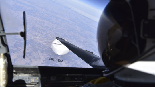 A US Air Force U-2 pilot looks down at a suspected Chinese surveillance balloon as it hovers over the United States.