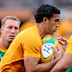 Joseph-Aukuso Suaalii of the Wallabies warms up.