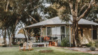 One of the six tents at Evamor Valley. Each tent includes a private deck, fire pit, hot tub, & bbq.