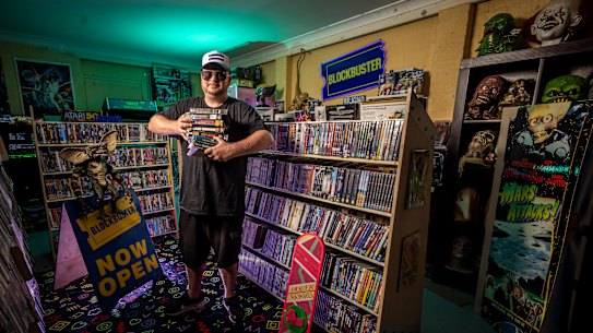 Mark bishop has built his own old-school video store in his home.