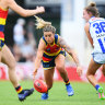 Adelaide’s Anne Hatchard takes on  Brooke Brown of the Roos.