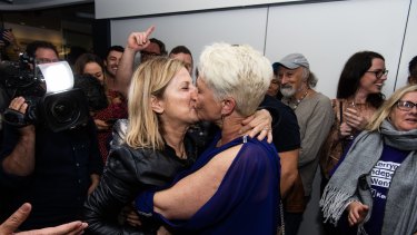 Kerryn Phelps and her wife Jackie. on Saturday night.