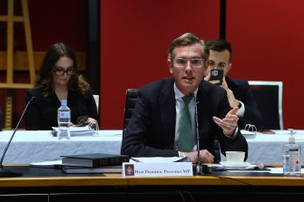 NSW Premier Dominic Perrottet during budget estimates at NSW Parliament on Thursday.