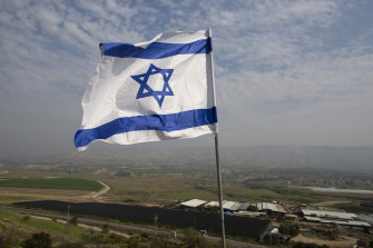 An Israeli flag flies in a Jordan Valley Jewish settlement.