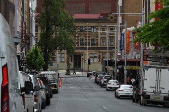 Sussex Street in Chinatown remains quiet just days after COVID-19 restrictions were eased.