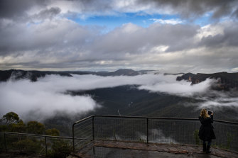 A glimpse of blue sky. 