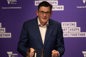 Premier Daniel Andrews provides an upbeat assessment at Friday's press conference.